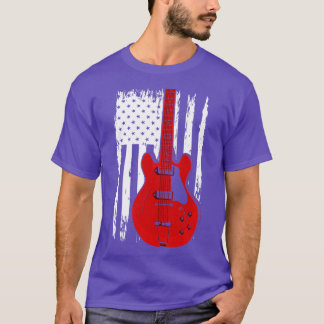 T-shirt Guitare électrique US Drapeau musicien guitariste
