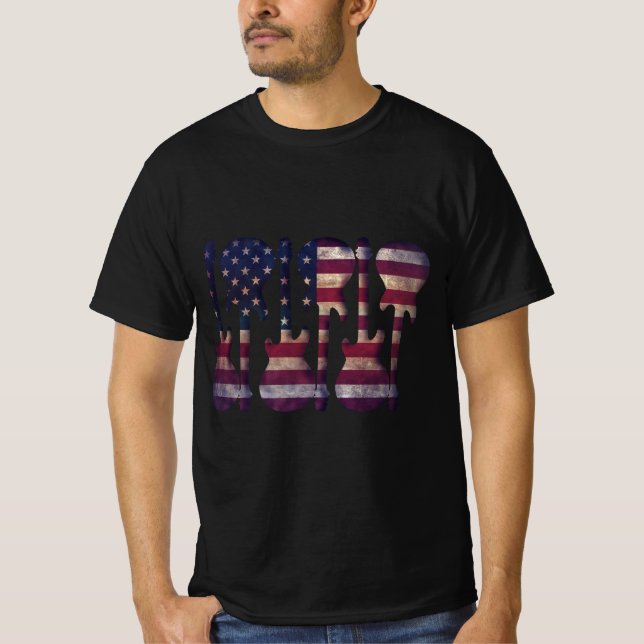 T-shirt Guitare en forme de drapeau américain (Devant)