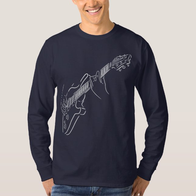 T-shirt Guitare et guitariste. Instrument blanc acoustique (Devant)
