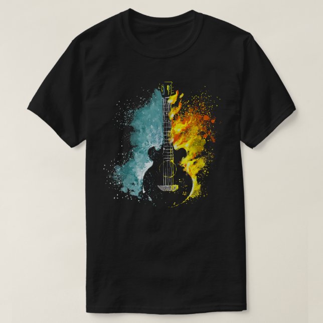 T-shirt Guitare guitare électrique guitare feu et glace mu (Design devant)