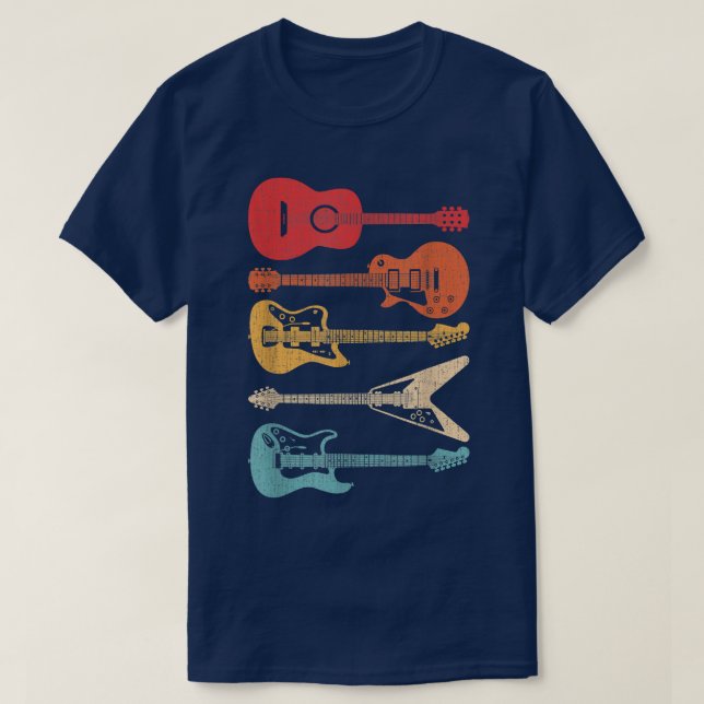 T-shirt Guitare Guitare Style Rétro Pour Guitariste (Design devant)