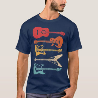 T-shirt Guitare Guitare Style Rétro Pour Guitariste