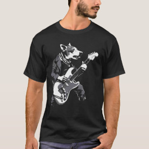 T-shirt Guitare guitariste chien - Rat Terrier Papa Maman