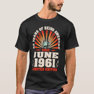 T-shirt Guitare guitariste vintage Née juin 1961 62e Birt