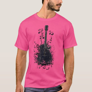 T-shirt Guitare Instrument À Couleurs À L'aquarelle Avec N