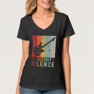 T-shirt Guitare Instrument I Détruit Silence blanc 1