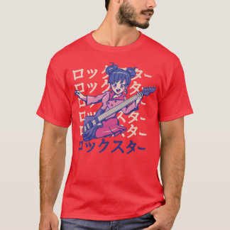 T-shirt Guitare jouant Anime Girl560