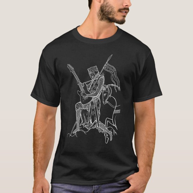 T-shirt Guitare Jouer Knight Metal Temple Médiéval Folk (Devant)