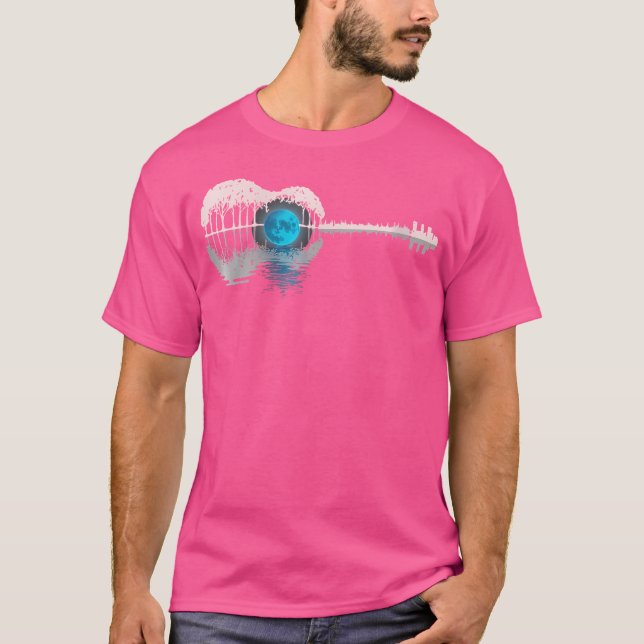 T-shirt Guitare Lac Ombre Guitaristes Musicien Acou (Devant)