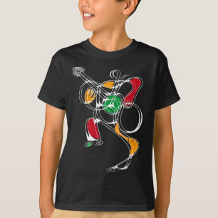 T-shirt Guitare Lecteur Ligne Art Noir Histoire Mois Coule