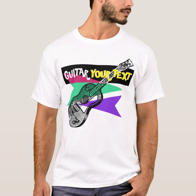 T-shirt Guitare Legend Hero Retro Illustration personnalis (Devant)