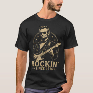 T-shirt Guitare Lincoln Patriotique Rockin Depuis 1776 USA
