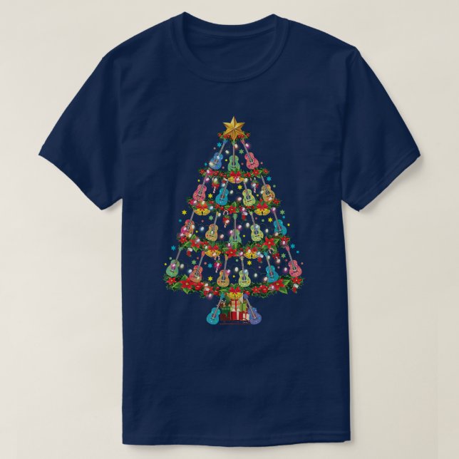 T-shirt Guitare Lover Christmas Tree Guitare Lecteur Music (Design devant)