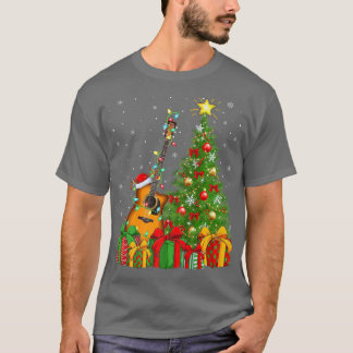 T-shirt Guitare Music Lighting Xmas Tree Santa Hat Guitare