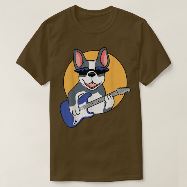 T-shirt Guitare Musique Amour Français Bulldog Frenchie Gu (Design devant)