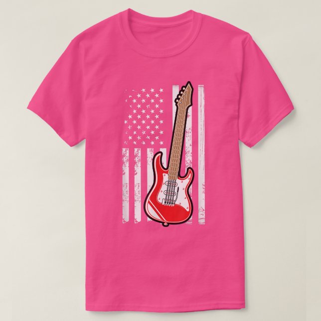 T-shirt Guitare Musique Lover Guitare Drapeau américain (Design devant)