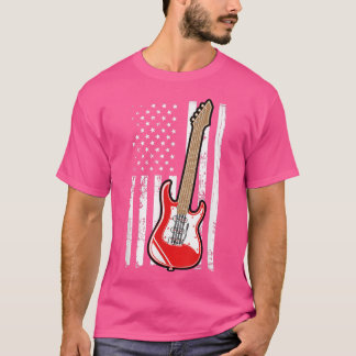 T-shirt Guitare Musique Lover Guitare Drapeau américain
