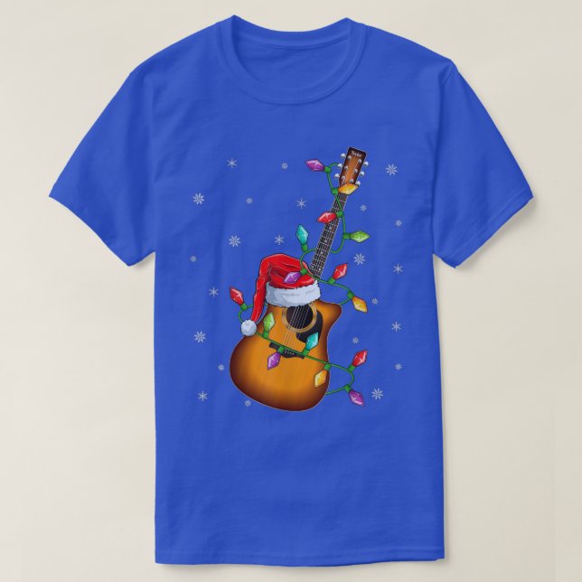 T-shirt Guitare Musique Lover Xmas Lumières Père Noël Guit (Design devant)