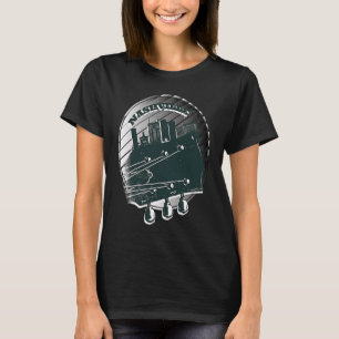 T-shirt Guitare Musique Nashville USA Silhouette Horizon E