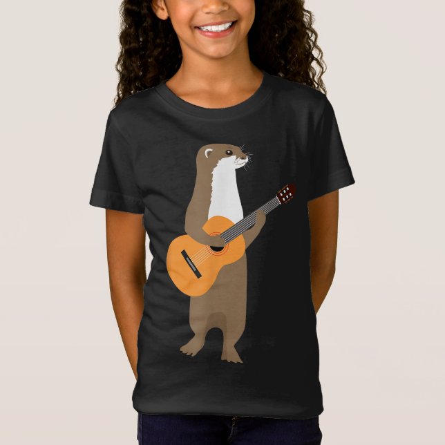 T-Shirt Guitare Otter Animal Kids Guitariste Art Out (Devant)