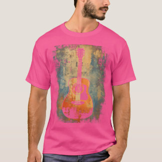 T-shirt Guitare Retro détendu Acoustique guitare graphique
