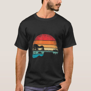 T-shirt Guitare Rétro Lac Coucher de Soleil Guitariste Mus