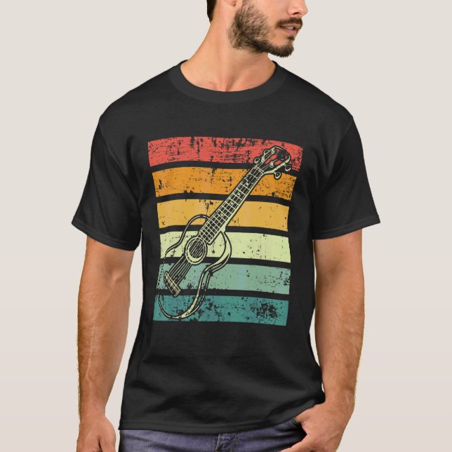 T-shirt Guitare Rétro Musicien Vintage Guitariste Electriq (Devant)