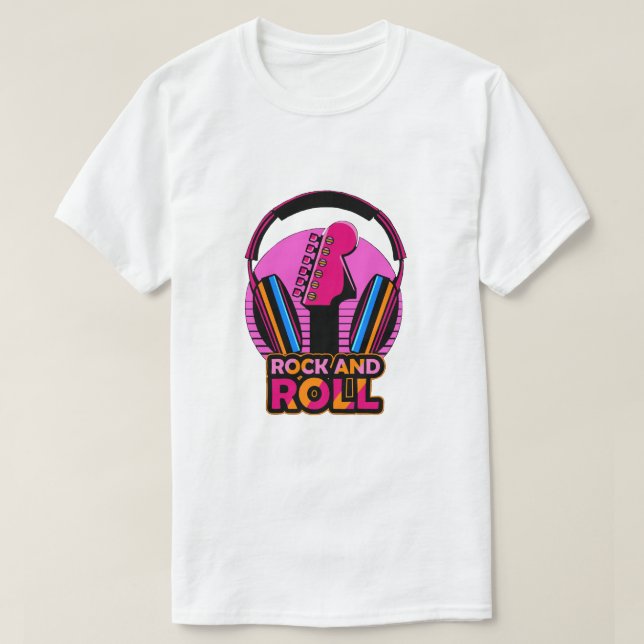 T-shirt Guitare Rock and Roll Synthwave Rétro (Design devant)