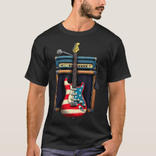 T-shirt Guitare Rock Drapeau Américain