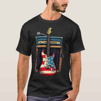 T-shirt Guitare Rock Drapeau Américain