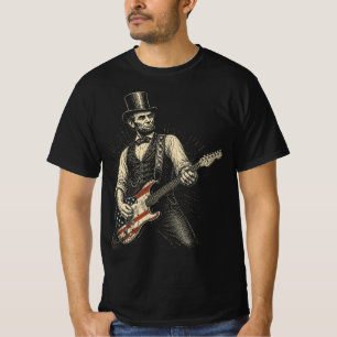 T-shirt Guitare Rock Drapeau Américain Abraham Lincoln