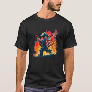 T-shirt Guitare Rock en Feu en Forêt pour les Amoureux des