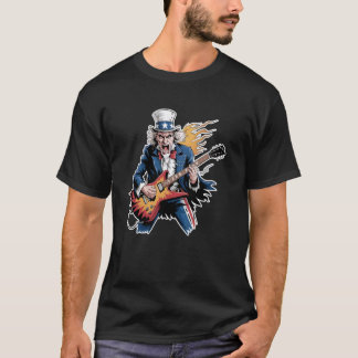 T-shirt Guitare Rock Patriotique Oncle Sam 4 Juillet
