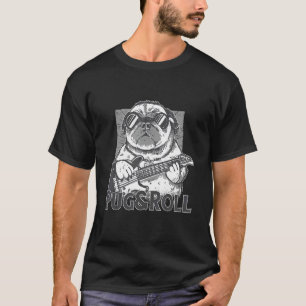 T-shirt Guitare Rock & Roll Pug and Roll et guitariste roc