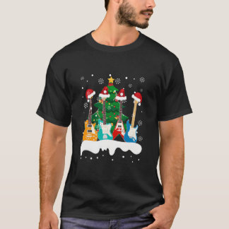 T-shirt Guitare Santa Hat sapin de Noël Funny Musique drôl