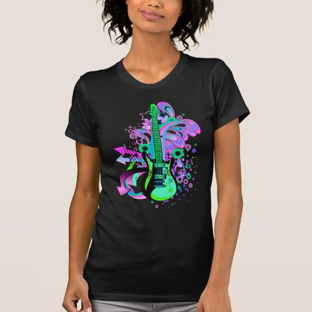 T-shirt Guitare sauvage (noir) (Devant)