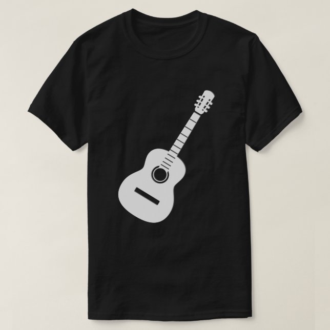 T-shirt Guitare Silhouette Blanche Design Unique Sur Noir (Design devant)