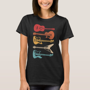 T-shirt Guitare Style Rétro Guitare Pour Guitariste