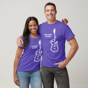 T-shirt Guitare stylisée de texte personnalisé