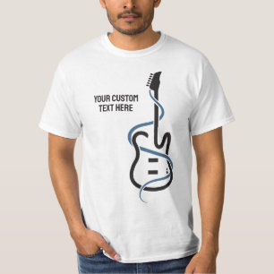 T-shirt Guitare stylisée de texte personnalisé