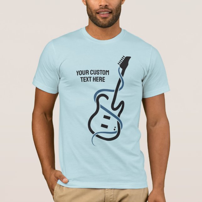 T-shirt Guitare stylisée de texte personnalisé (Devant)