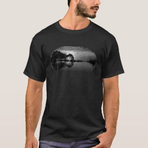 T-shirt Guitare Sunset Sky Trees City Lake Réflexion Styli