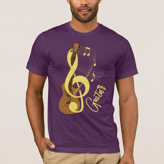T-shirt Guitare Treble Clef Fun Music Notes Graphique (Devant)