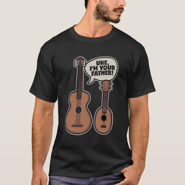 T-shirt Guitare Ukulele Dit Uke Je Suis Ton Père (Devant)