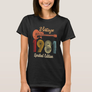 T-shirt Guitare Vintage 1981 Année De Naissance Anniversai