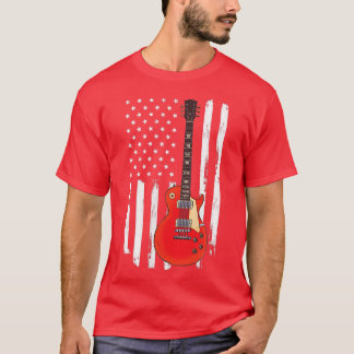 T-shirt Guitare vintage Américaine Drapeau Electrique Guit