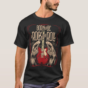 T-shirt Guitare Vintage Retro Style 80S Avec Des Ailes Roc