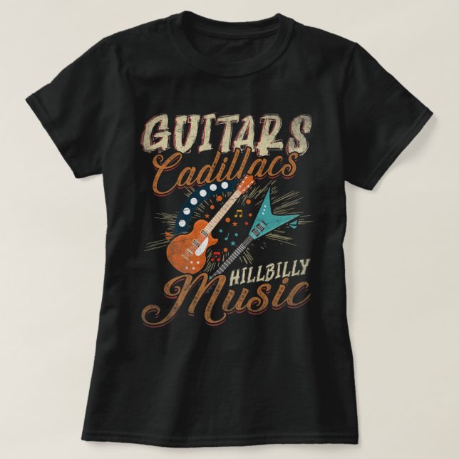 T-shirt Guitares Cadillacs Hillbilly Musique - Chansons co (Design devant)