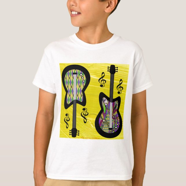 T-shirt Guitares Colorées de Mardi Gras (Devant)