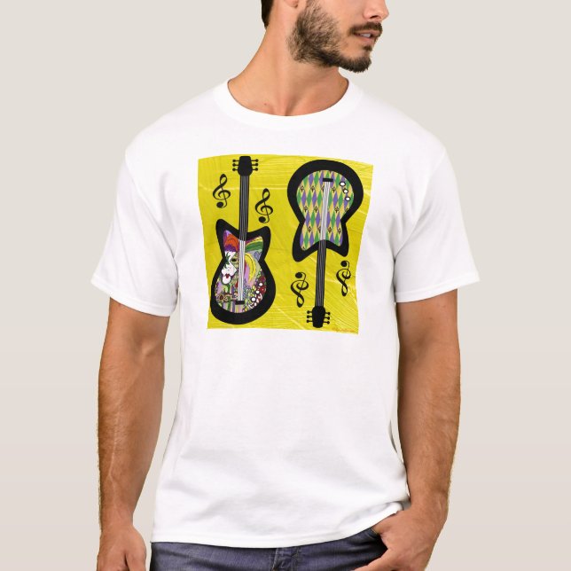 T-shirt Guitares Colorées de Mardi Gras (Devant)